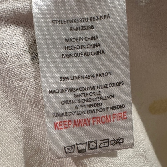 Rae Dunn Linen Blend Allover Pineapple White Button Down Collared Shirt Small - Picture 12 of 12